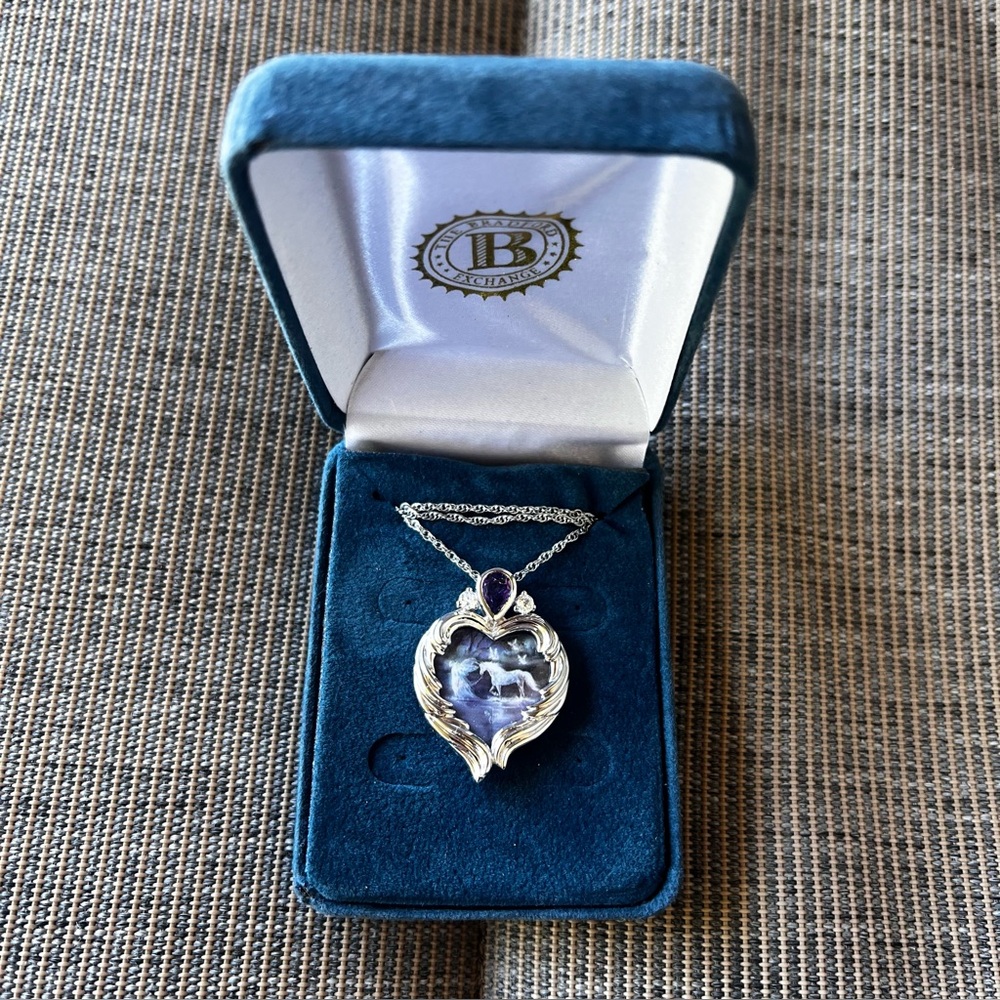 The Bradford Exchange | Silver & purple stone Unicorn pendant Necklace